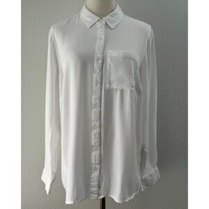 EVRI Button Up Shirt 0X White Long Sleeve Classic Clean Girl Office Preppy Layer